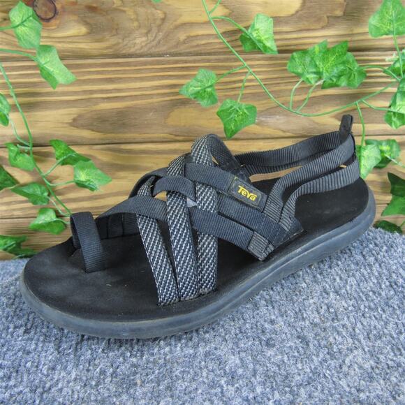 Teva Women's Strappy‎ Black Synthetic Sz 7 Medium Used 2025 - Picture 1 of 6